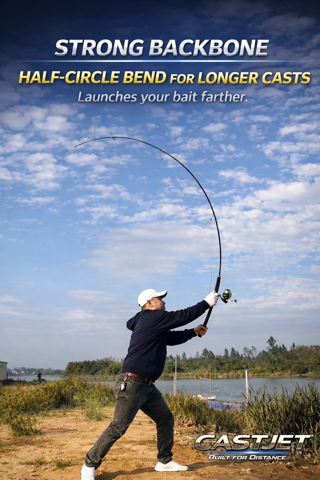 CASTJET 4-Piece Travel Surf Fishing Rod 7ft/8ft Heavy Spinning, Long Casting