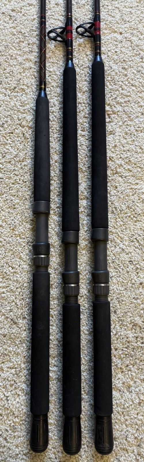 Lot of (3) Kunnan HOT RAIL Conventional Saltwater Fishing Rods, “NICE”… L@@K!!!