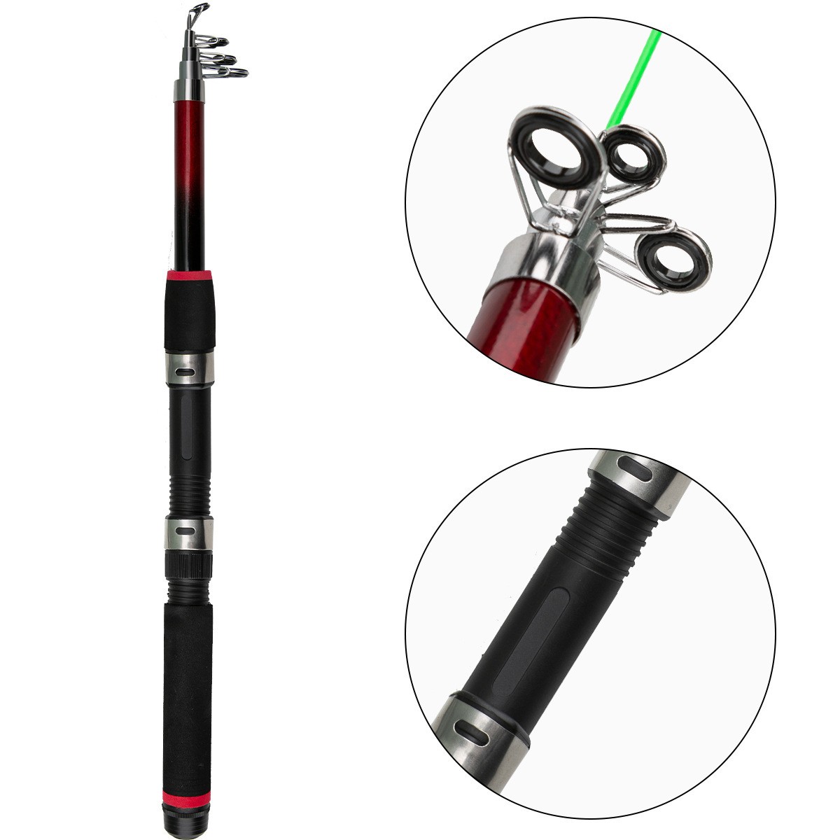 Portable Fiberglass Fishing Rod Telescopic Design 1.8-3.0m Saltwater Rod