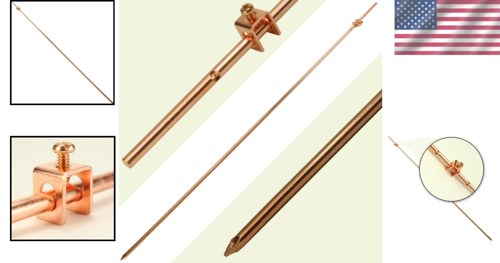 4ft Copper Grounding Rod with Clamp | Essential Lightning Protection Solution