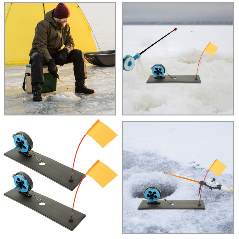 2Pcs Compact Durable Winter Fishing Rod Outdoor Ice Fishing Tools Set