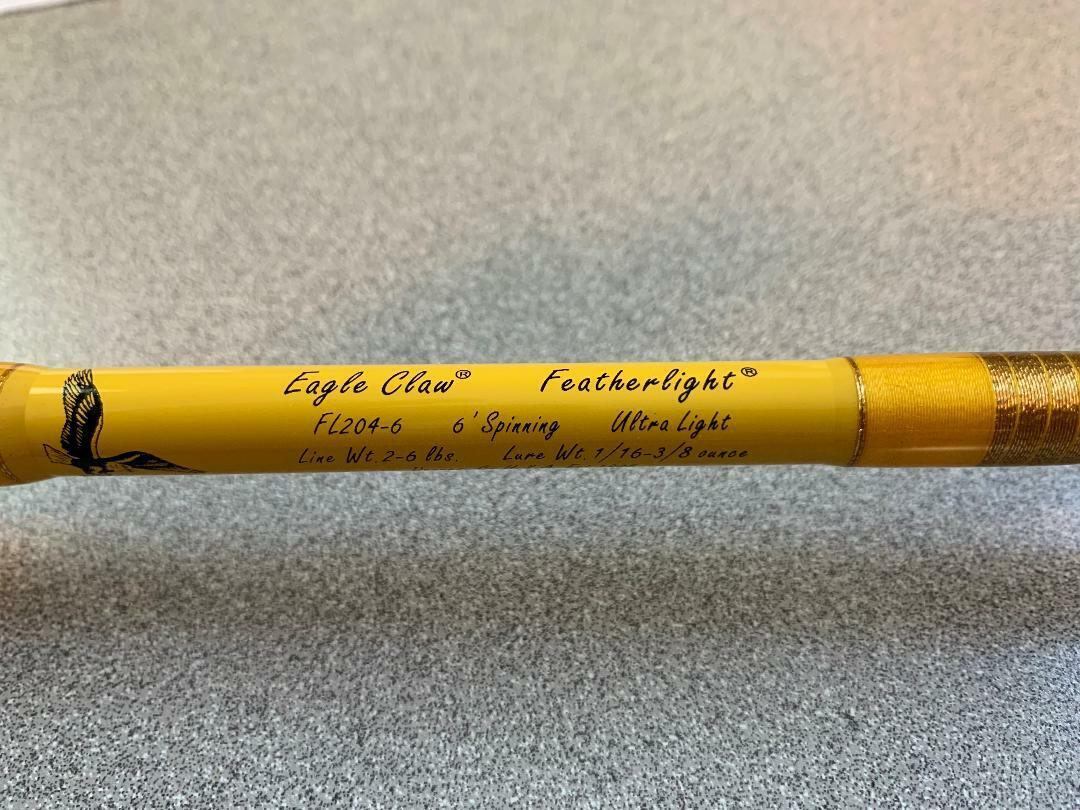 EAGLE CLAW Featherlight 6′ Ultra Light Spinning Rod #FL204-6 FREE USA SHIP!