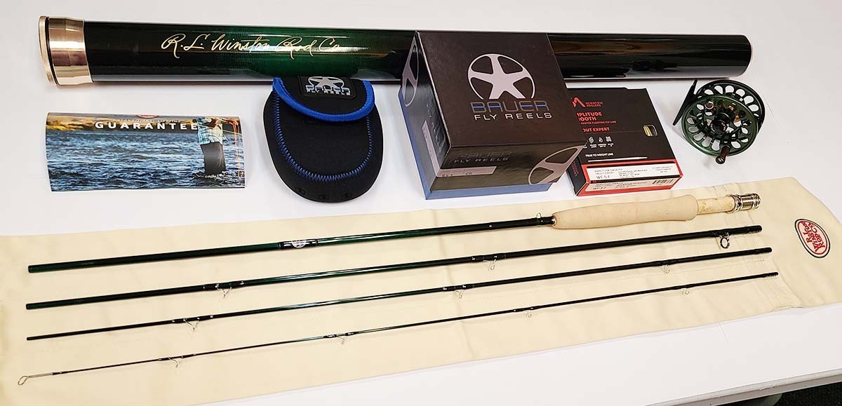 NEW $1700 WINSTON PURE 2 9’0″ #5 WT. FLY ROD +BAUER RX-2 GREEN REEL +LINE OUTFIT