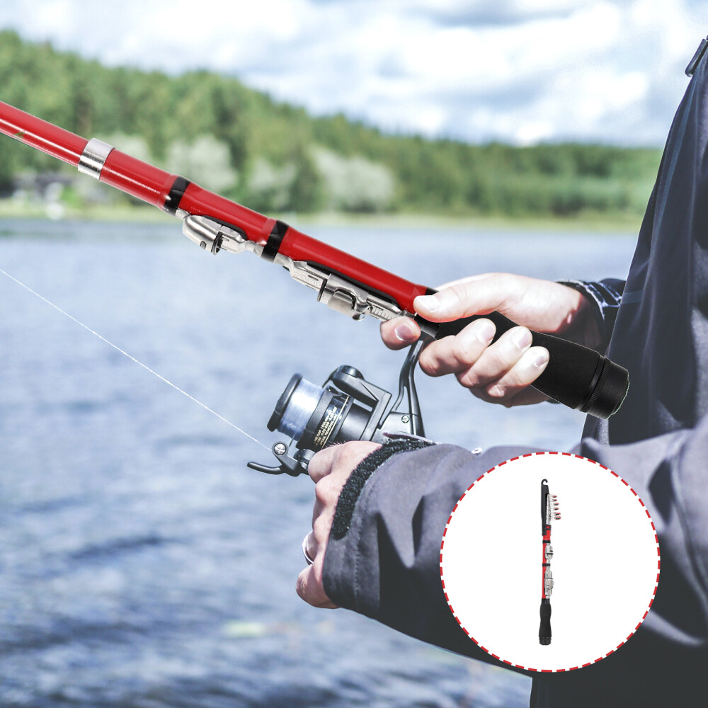 Red Telescopic Rod Fishing Compact Scientific Structure Travel Fishing Rod