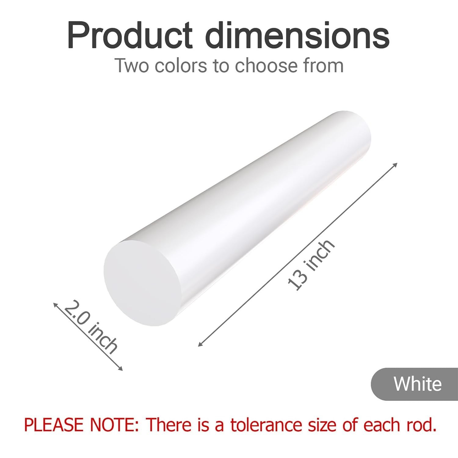 Round Acetal Copolymer Rod 2×13 Inch POM Machinable Wear-Resistant