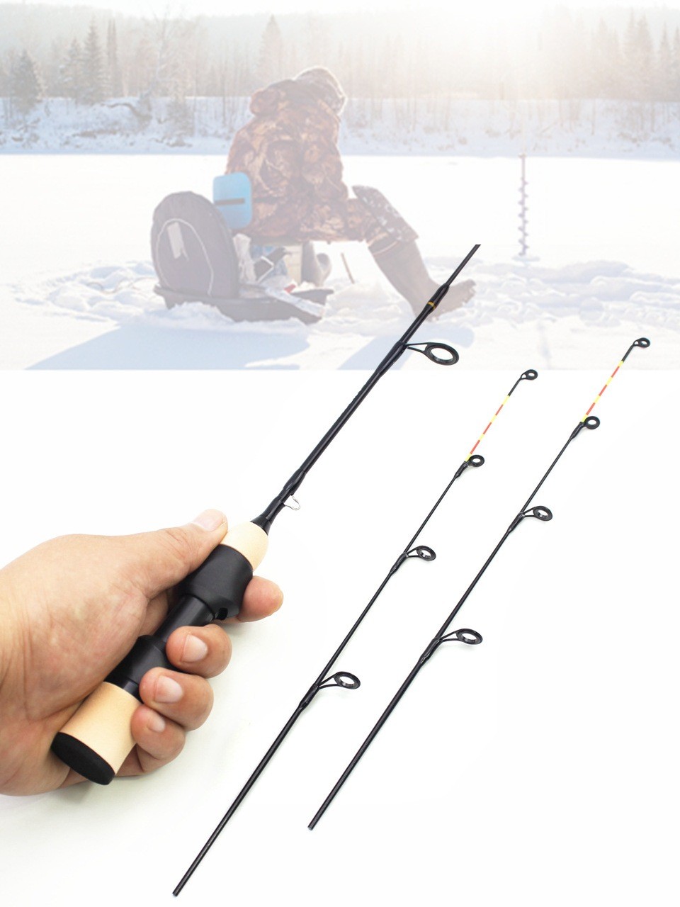Ice Fishing Rod Carbon Fiber Fast Action Casting Spinning Travel Rod Carp 55cm