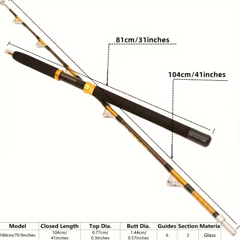 Heavy-Duty Trolling Saltwater Fishing Rod 5.9ft/180cm 50-120lbs Double Pulley S