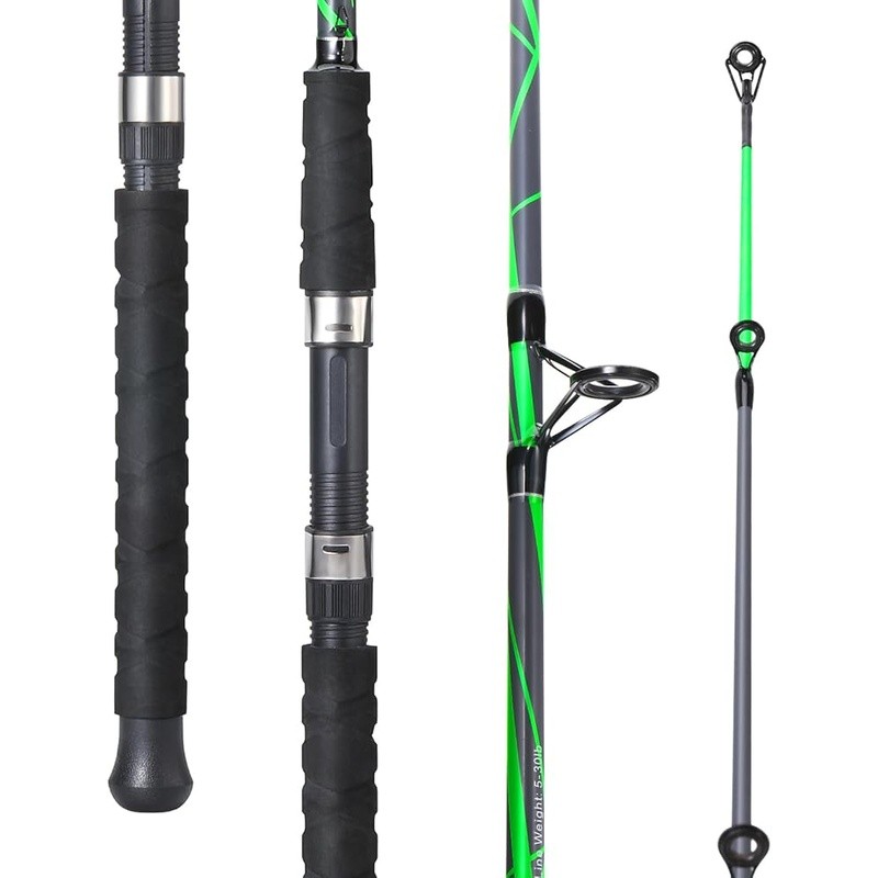 Durable Carbon Glass Spinning Rod Fishing Pole Stainless Steel Guides EVA Grip