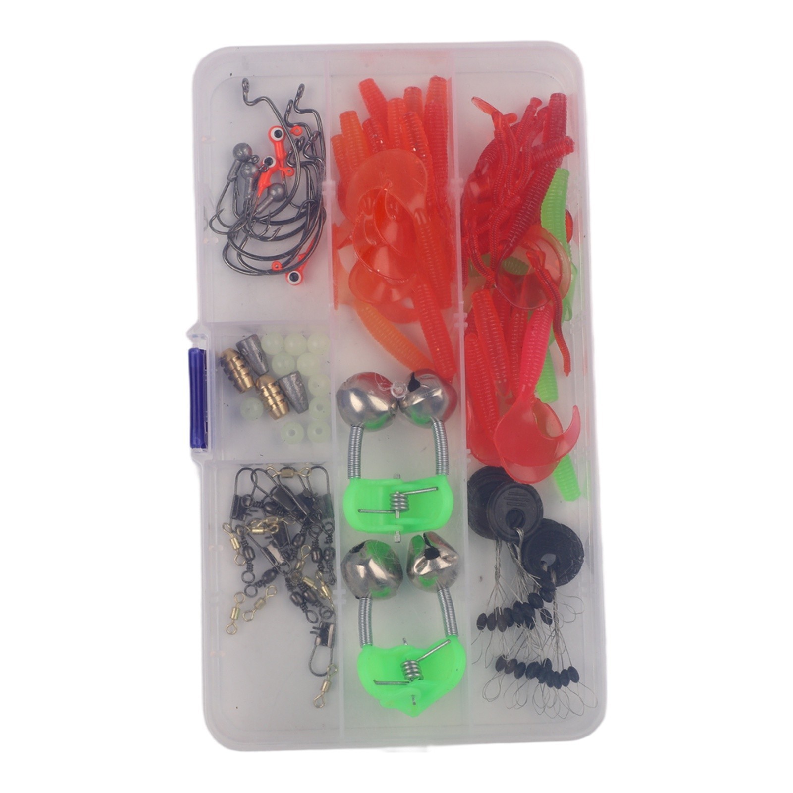 Portable Red Fishing Rod Set 1 to 2 Short Sea Pole with Hook Lures and Bag