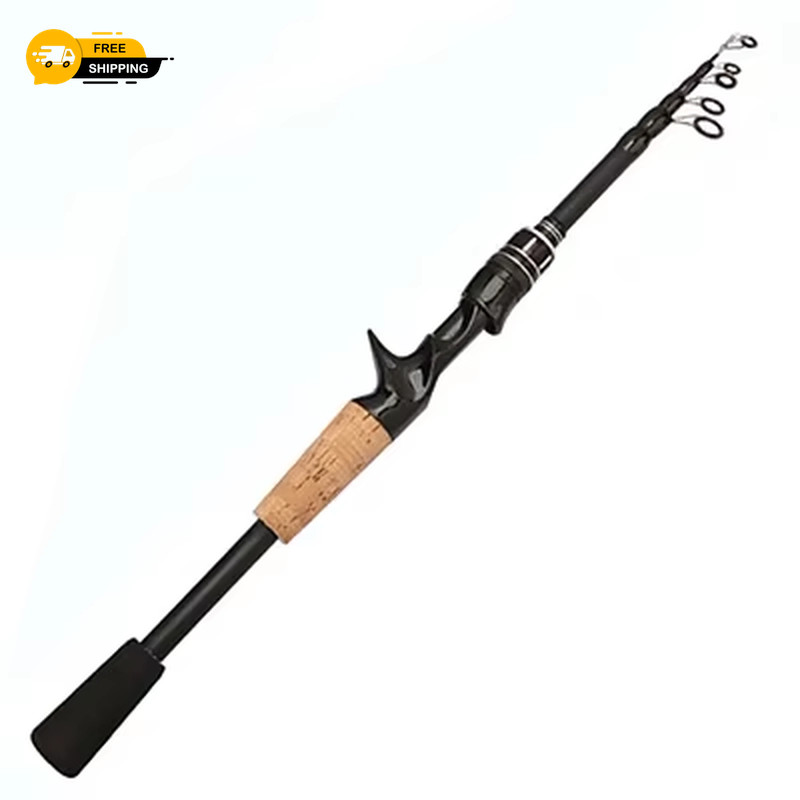 Lightweight Baitcasting Fishing Rod Telescopic 8g-25g Carbon Wooden Handle