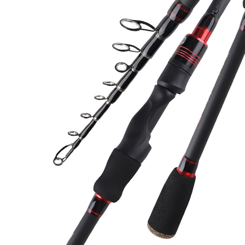 Telescopic Fishing Rod 7′ Baitcast Lure Rod Carbon Fiber Spinning Casting Travel