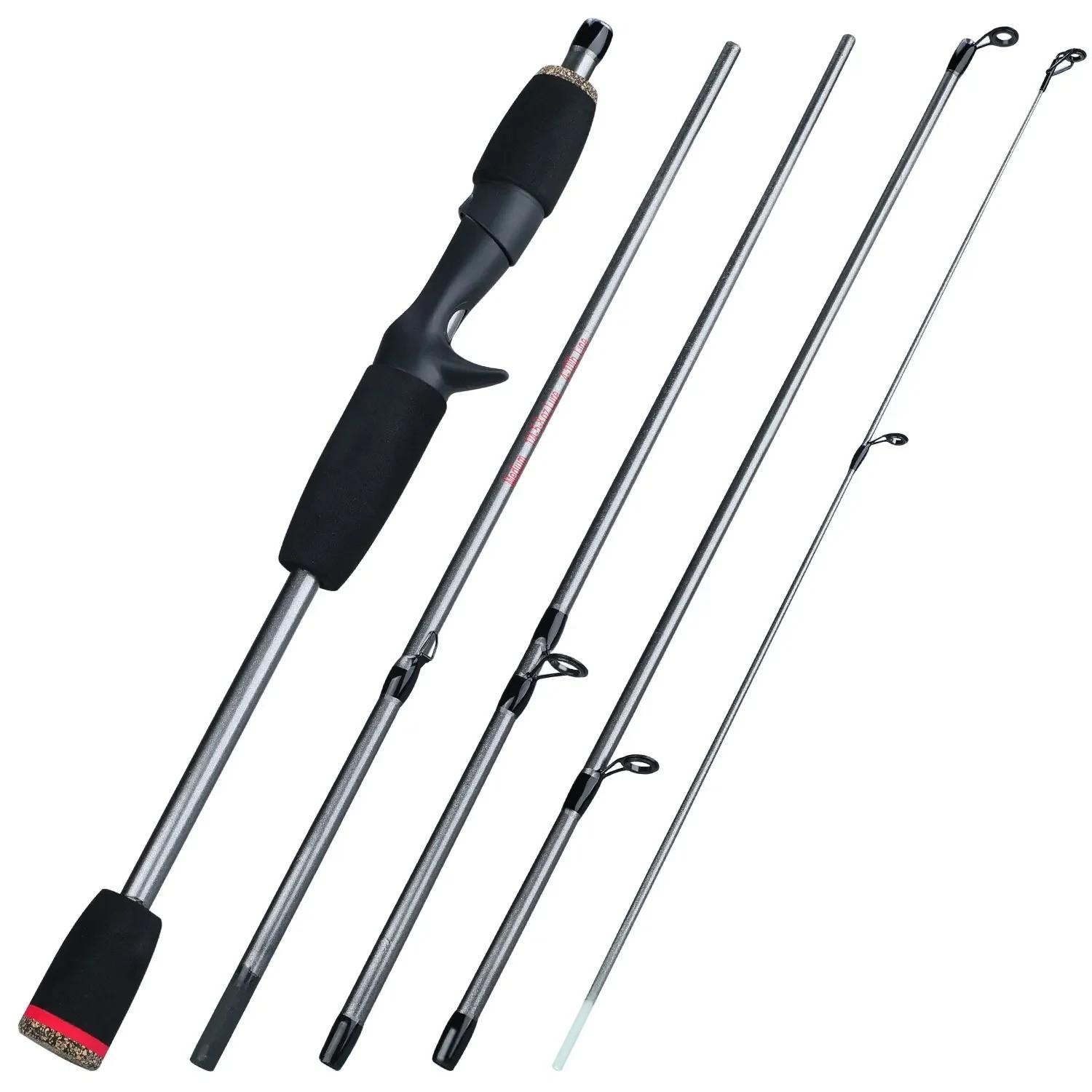 1.7m Spinning Fishing Rod 5 Section Glass Fiber Travel Carp Bass Rod