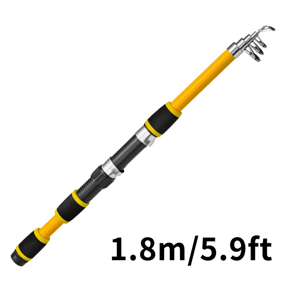 Fiberglass Telescopic Fishing Rod 1.8m Portable For Travel Pole with Reel