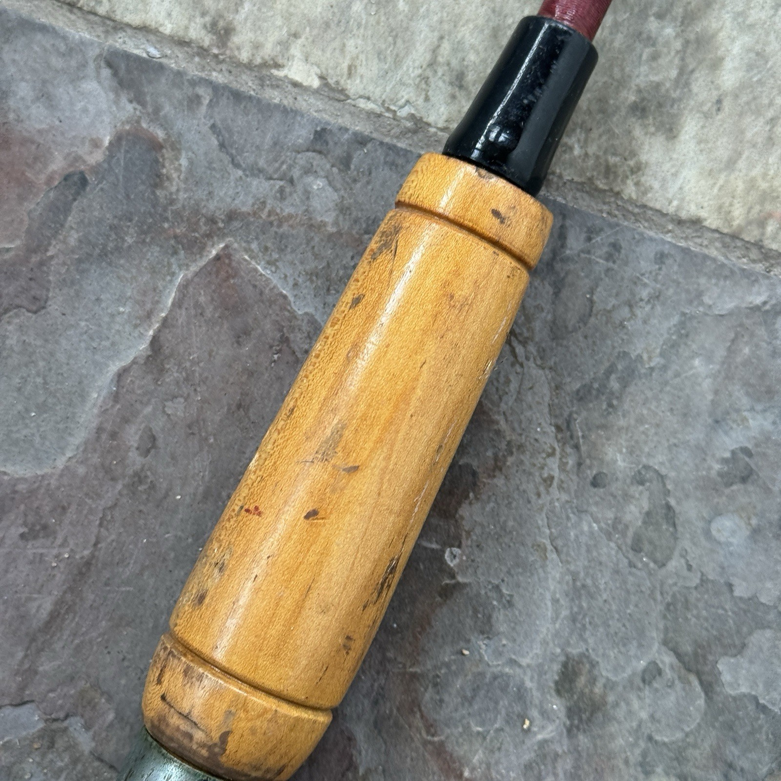 Vintage National Fiberglass TRU 1005S Fishing Rod 62” Wooden Handle USA