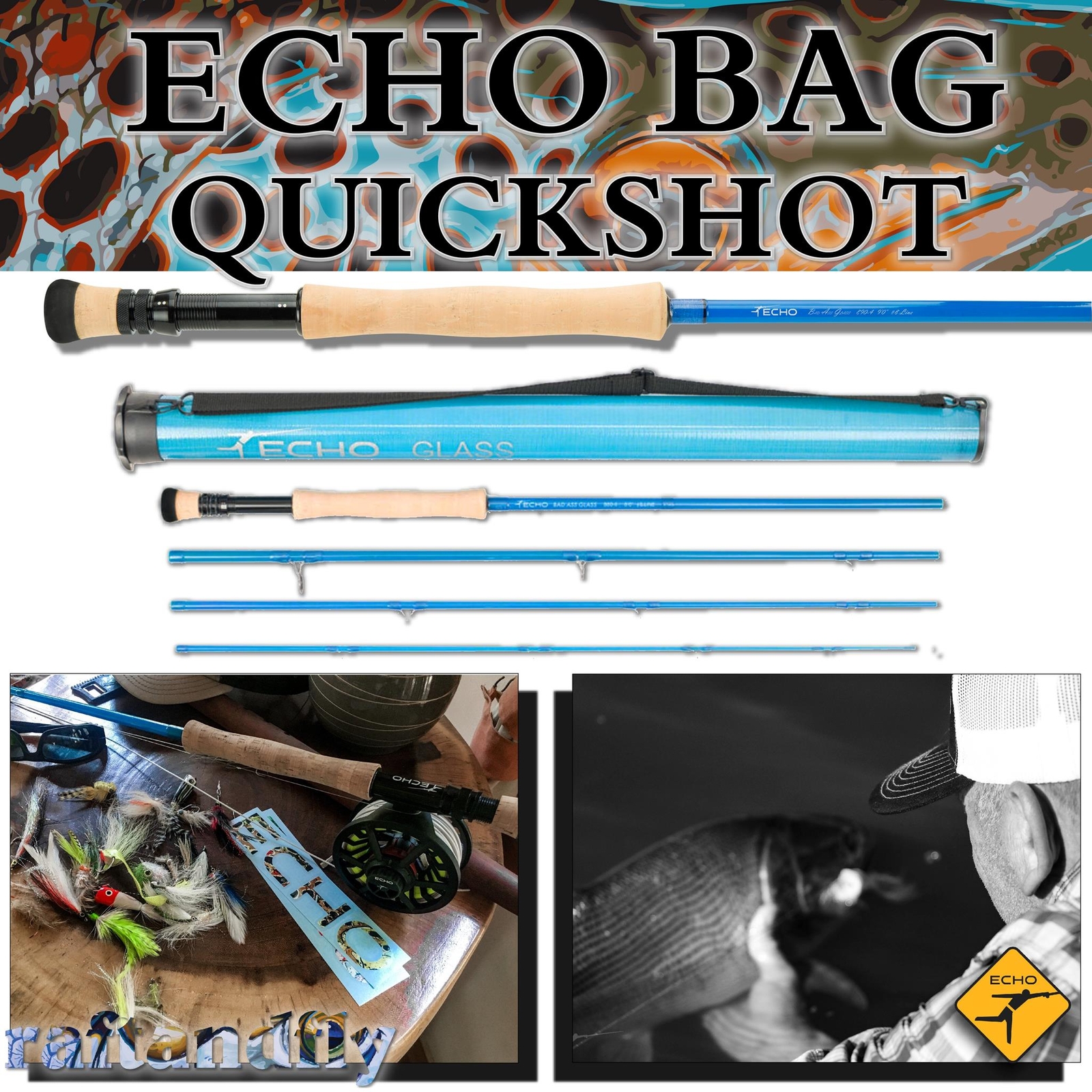 Echo BAG Quickshot 5wt 8’0″ Glass Fly Rod | Lifetime Warranty – FREE SHIPPING