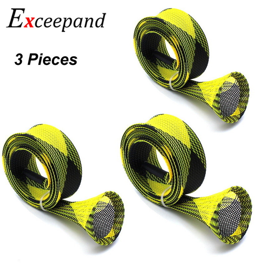 3 Lot/PCs 32mm Casting Fishing Rod Covers Pole Sleeves Baitcasting Jacket Socks