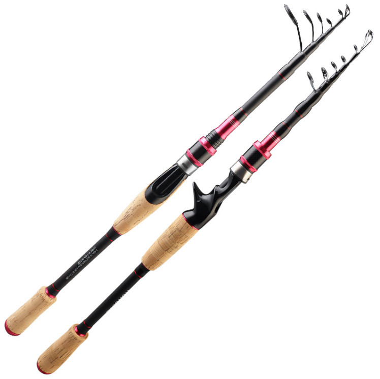 Carbon Casting Telescopic Fishing Rods 1.98m-2.7m Portable Poles Travel Spinning