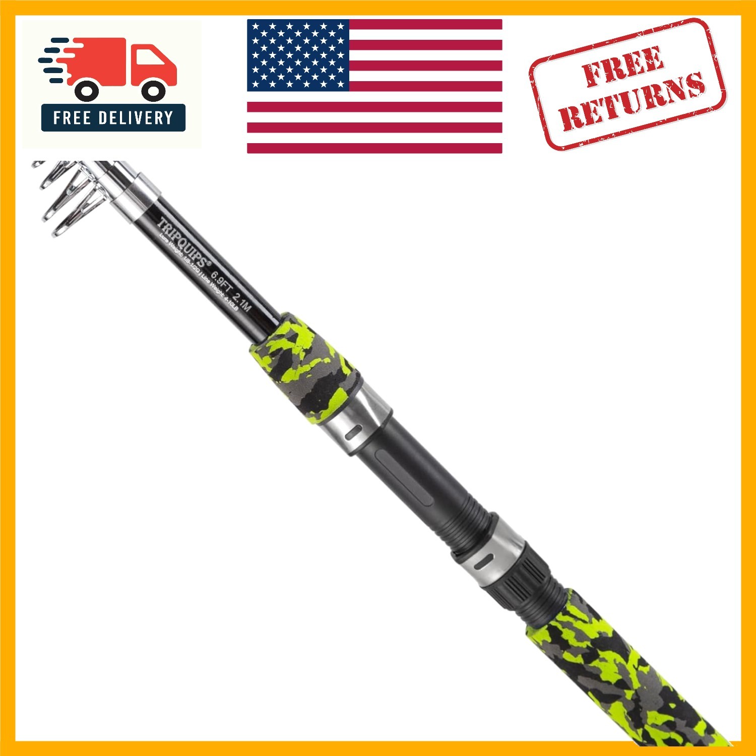 6.9FT Telescopic Fishing Pole – Ideal for Fresh and Saltwater Adventures