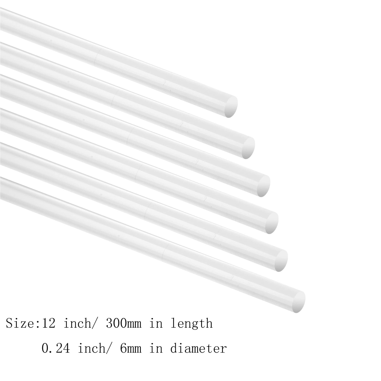 6 PCS 6mm x 12 Inch Clear Acrylic Round Plastic Rods DIY Craft Gardening