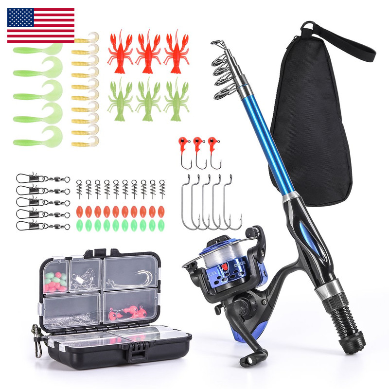 Leo Light Weight Kids Fishing Pole Telescopic Fishing Rod And Reel Combos Full