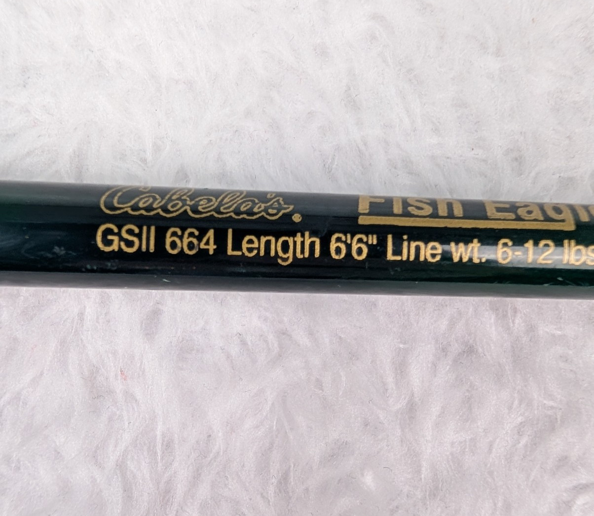 Cabela’s Fish Eagle ll Fishing Rod 6′ 6″ 2pc GSI664 IM6 Green Graphite 6-12lb