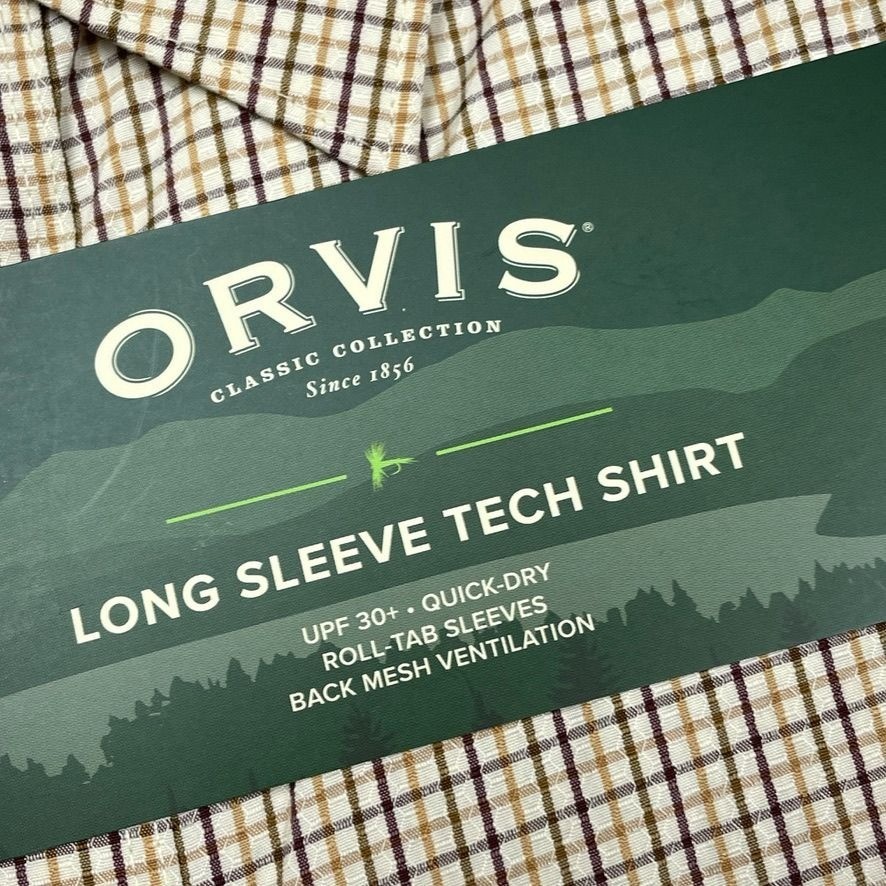 Orvis Mens Long Sleeve Tech Shirt XXL UPF 30+ Quick Dry Roll-Tab Sleeves a0383