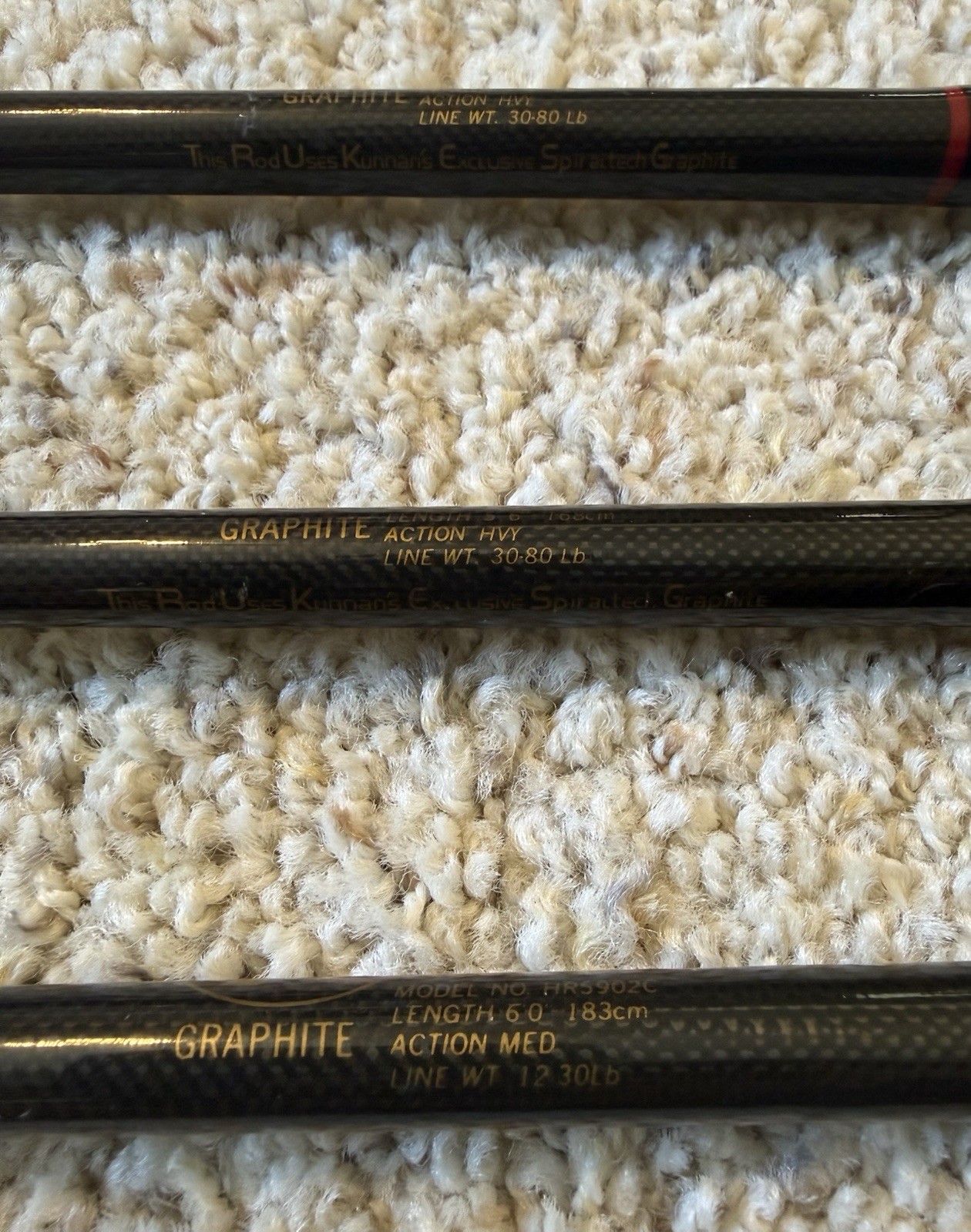 Lot of (3) Kunnan HOT RAIL Conventional Saltwater Fishing Rods, “NICE”… L@@K!!!