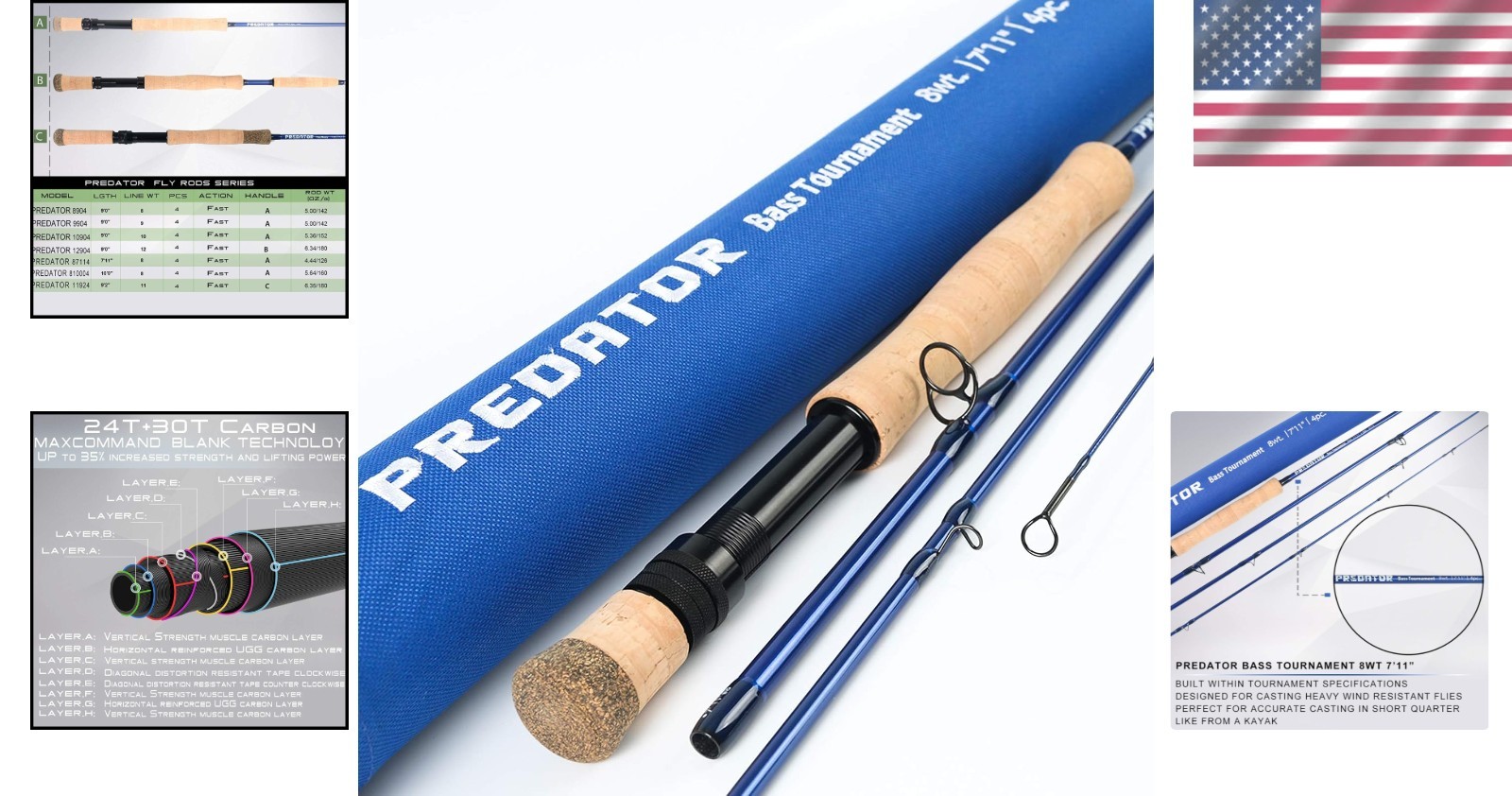 Saltwater Fly Rod for Pike & Musky – 4pc 8/9/10/11/12wt=