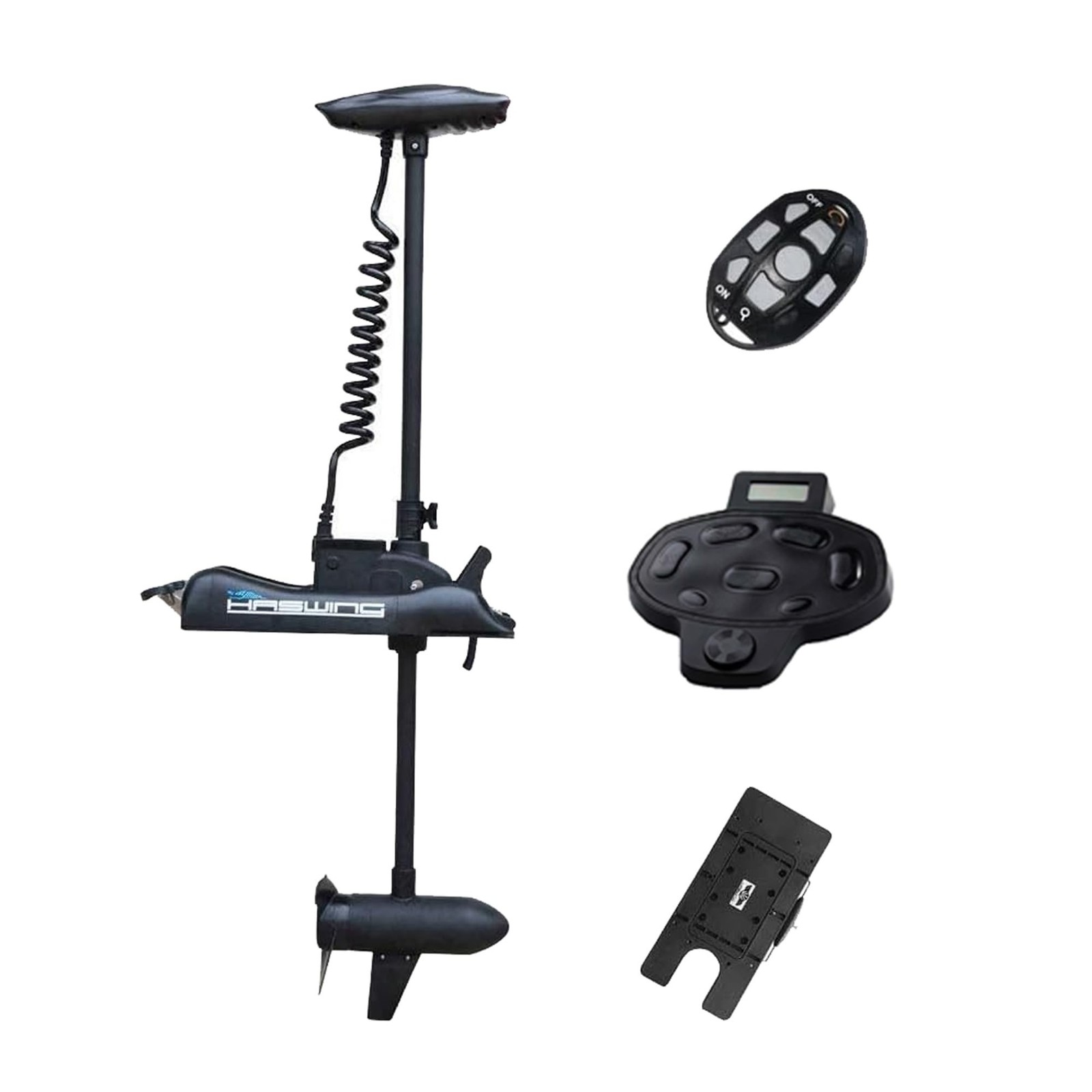 Black Haswing Cayman 12V 55lbs 48 inch Bow Mount Electric Trolling Motor Ligh…