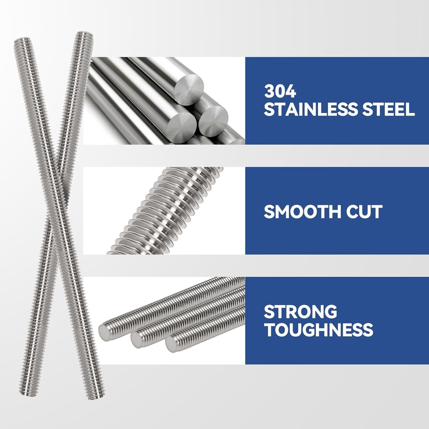 304 Stainless Steel M6 Threaded Rod Collection