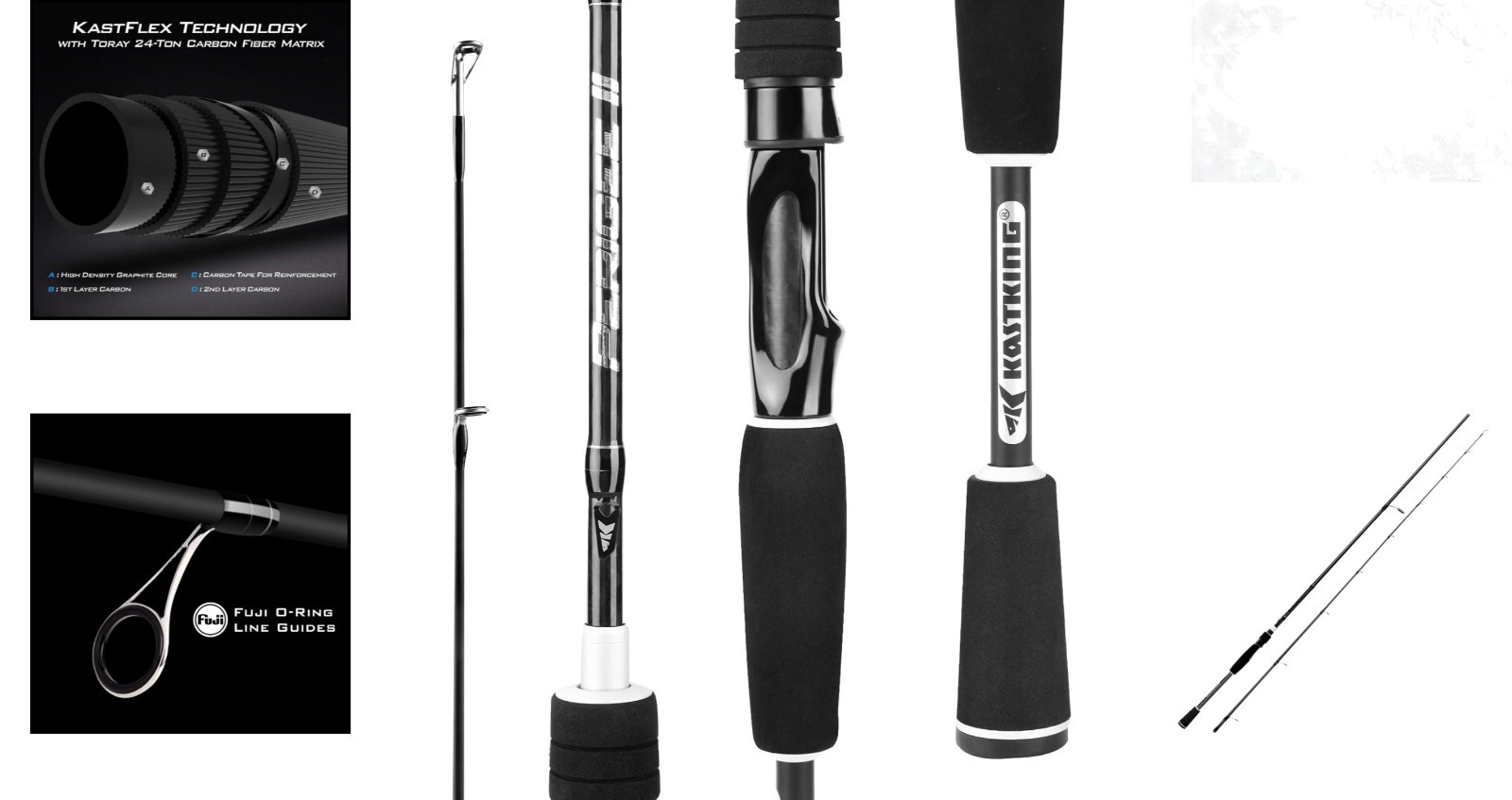 Perigee II 7’6″ Medium Heavy Two-Piece Spinning & Casting Fishing Rods Carbon…