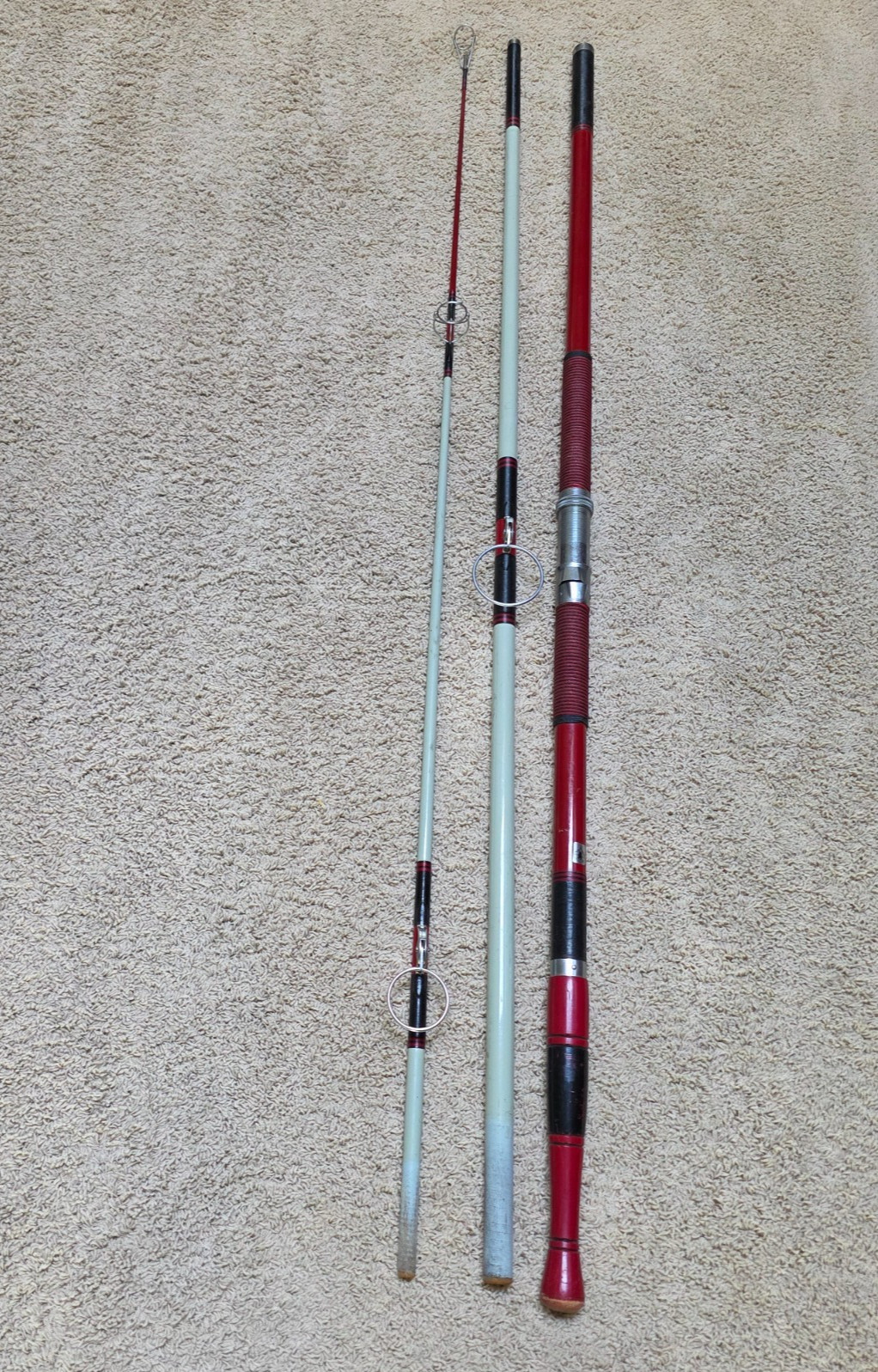 Olympic Sports Casting 14 Surf Fishing Rod 3 Pc 14′ Folding Line Guides Japan