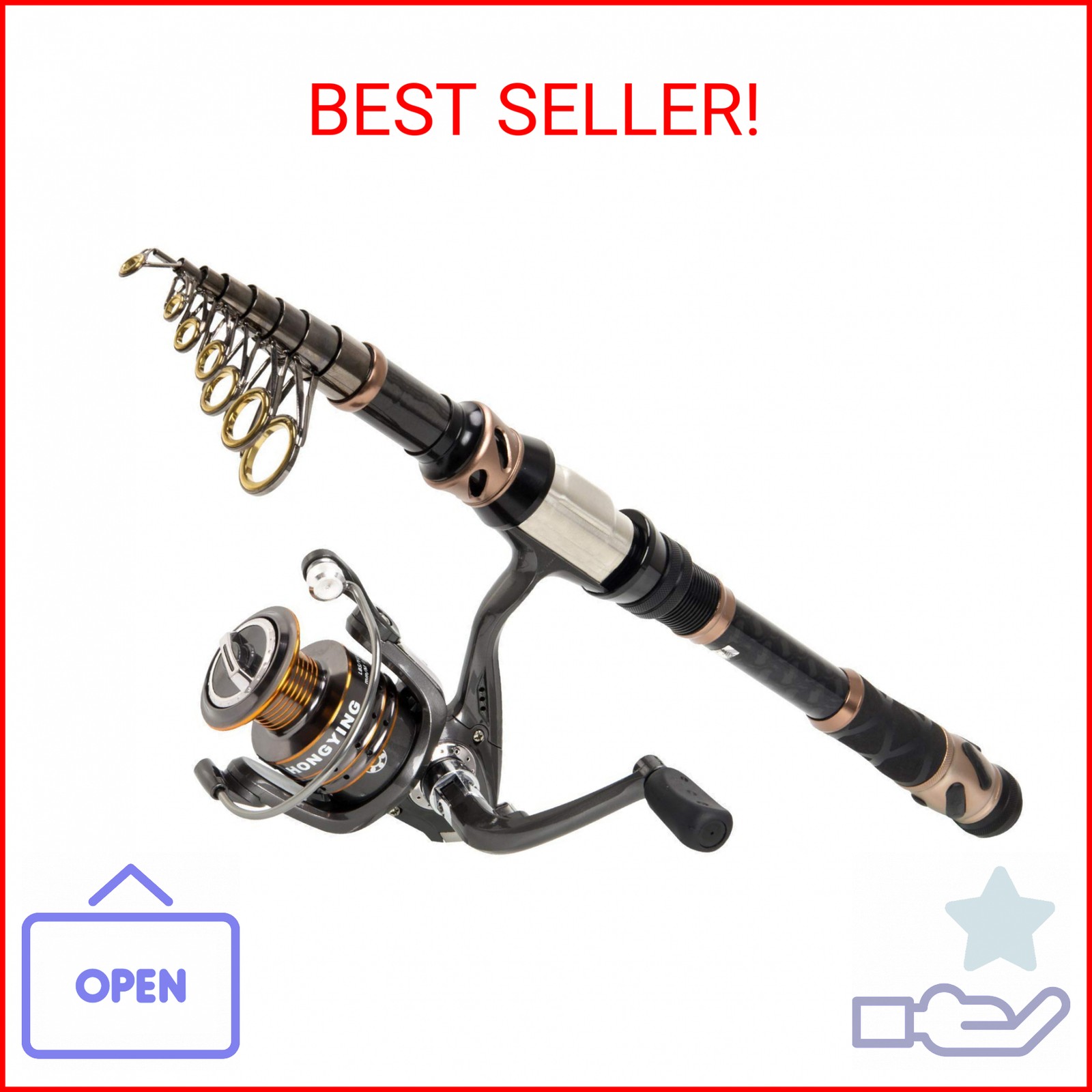 PLUSINNO Fishing Rod and Reel Combos – Carbon Fiber Telescopic Fishing Pole – Sp