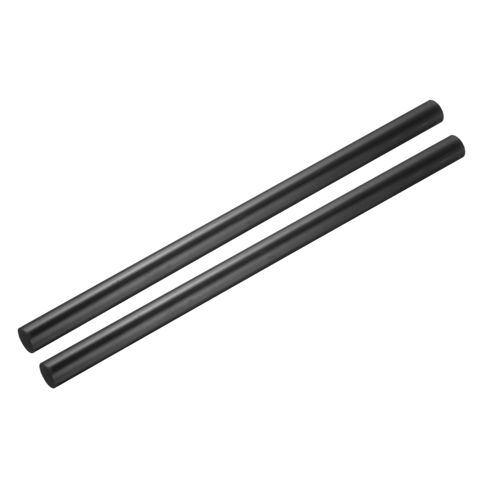 Black Round ABS Plastic Rods 0.6 Inch Dia x 12 Inch Length Rigid Opaque 2 PCS