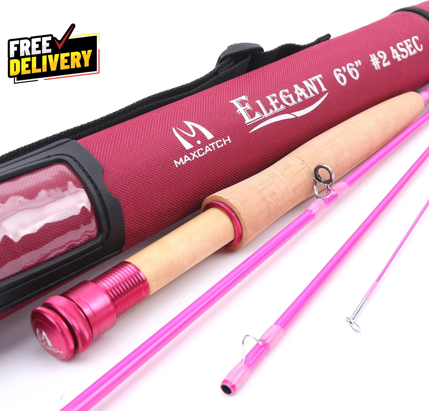 Women’S Elegant Pink Fly Fishing Rod: 2/5-Weight with Rod Tube