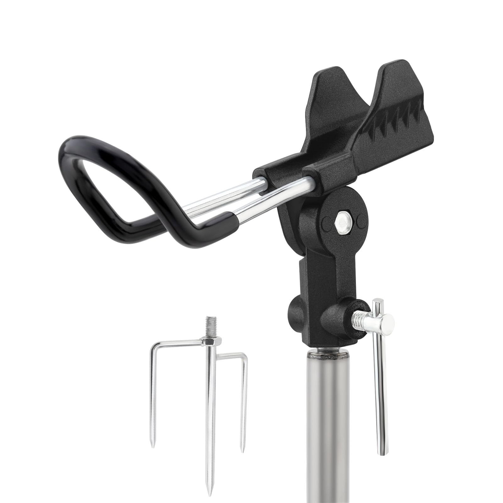 Rod Holders for Bank, Ground & Beach Fishing – 360 Degree Small, Black