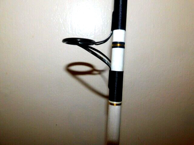CUSTOM SPINNING ROD 7 FT 20-40 LB WHITE PEARL MARBLE NEW