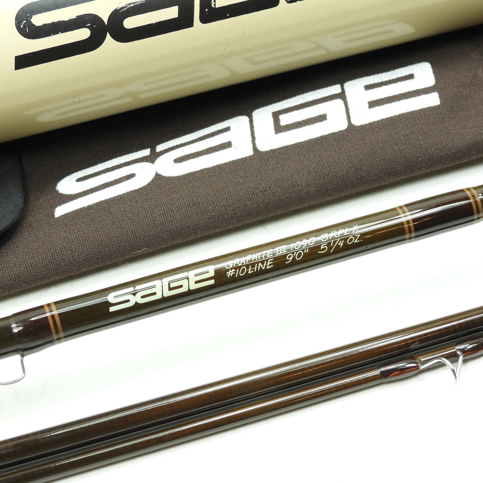 Sage Graphite III 1090-3 RPLX Fly Fishing Rod. W/ Tube & Sock.