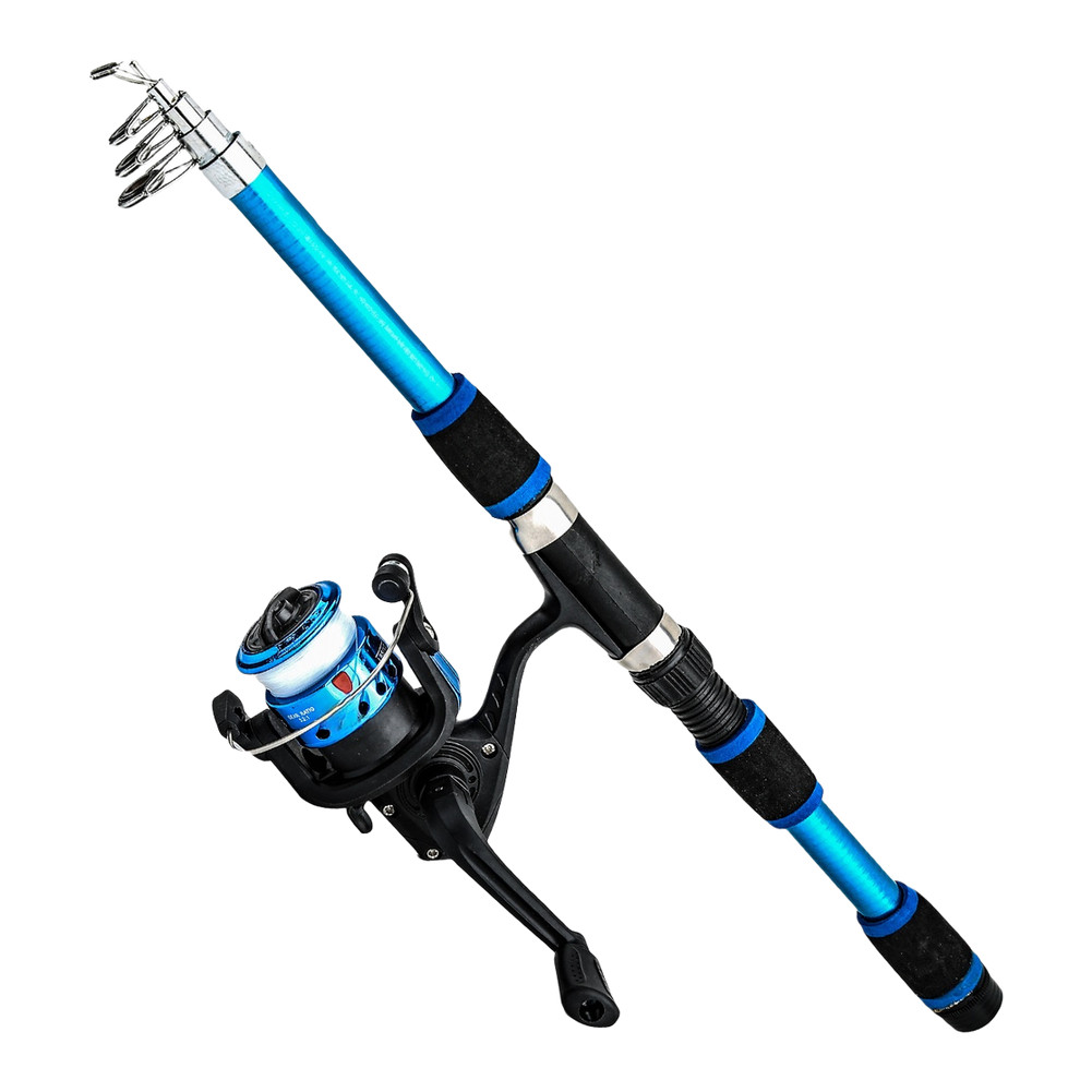 Fiberglass Telescopic Fishing Rod 1.8m Portable For Travel Pole with Reel