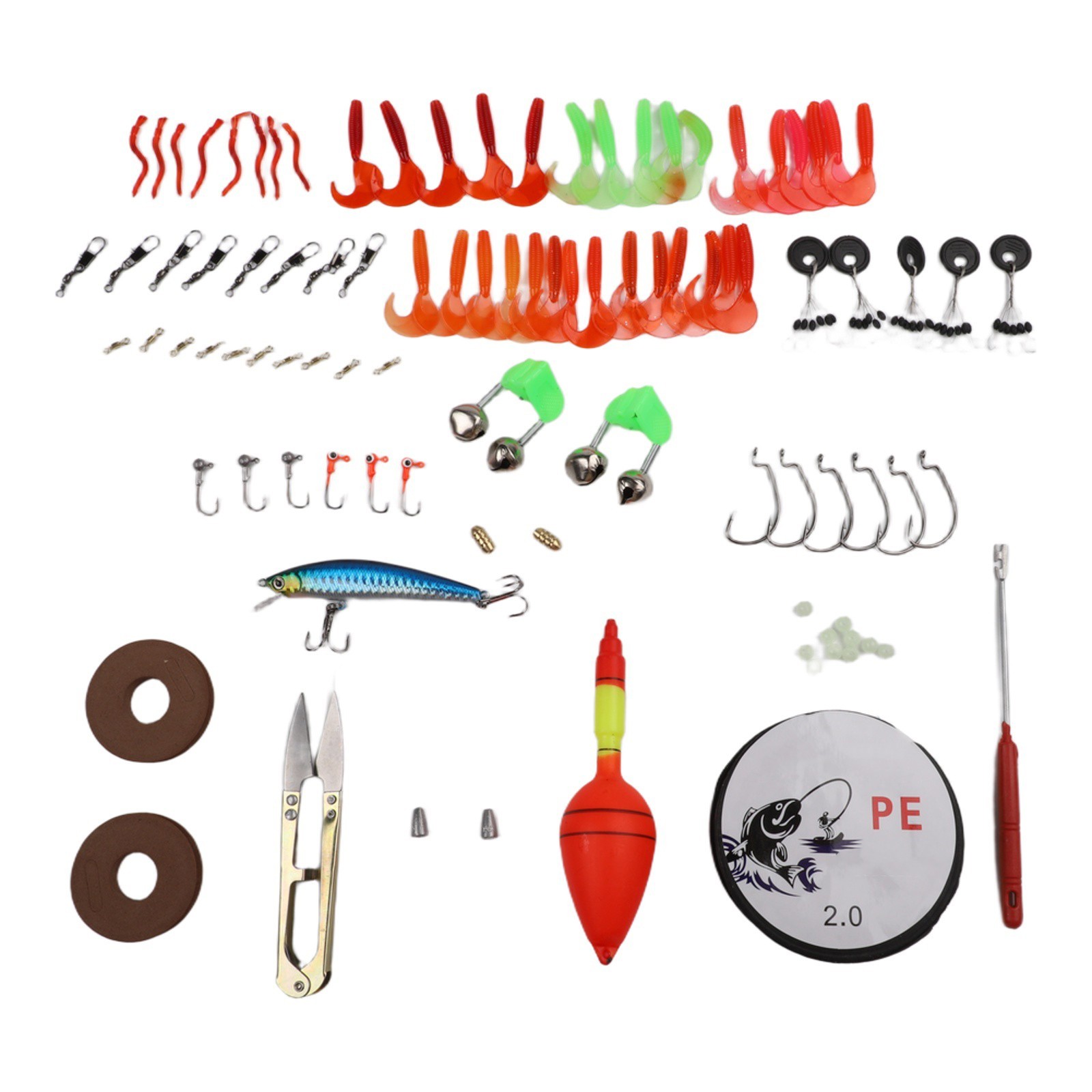 Portable Red Fishing Rod Set 1 to 2 Short Sea Pole with Hook Lures and Bag