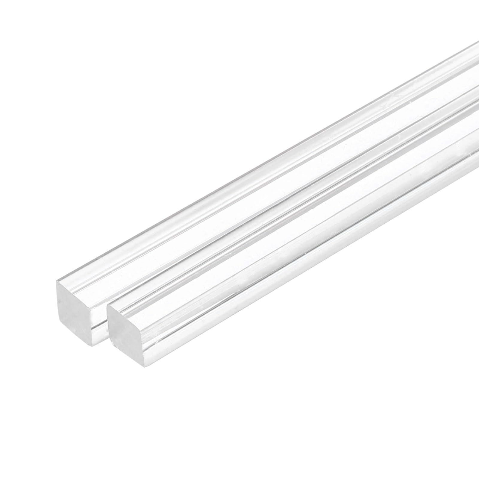2 PCS Clear Acrylic Square Rods, 13/16 x 10 20x250mm, Plastic Dowel Stick