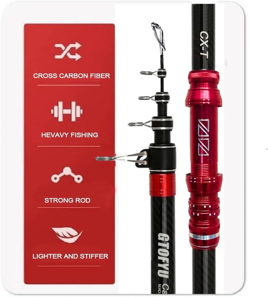 Telescopic Fishing Rod, Carbon Fiber Travel Surf Rod, Spinning Power Lure 2-9…