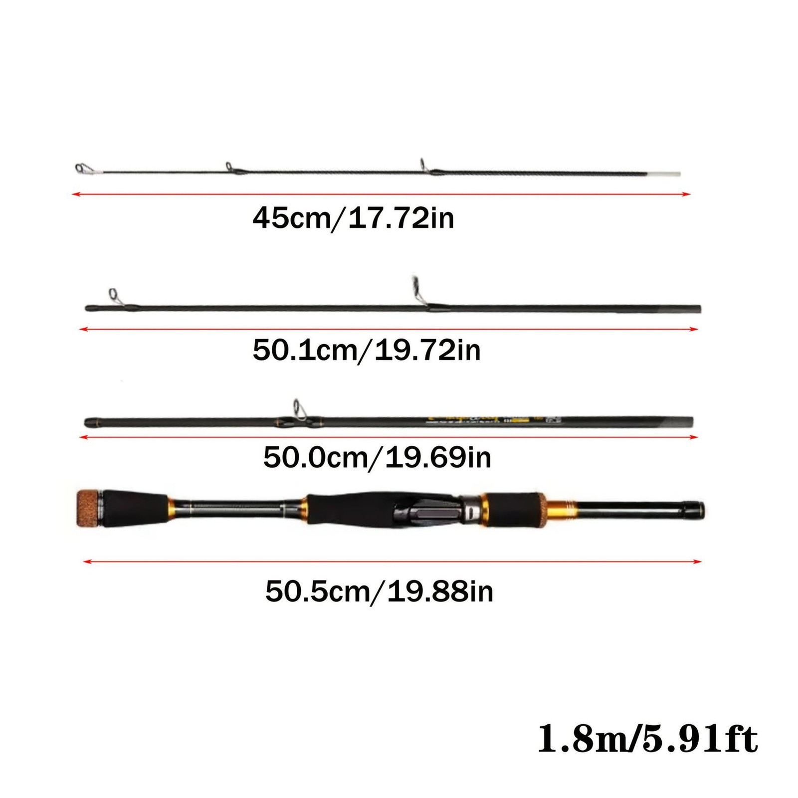 1.8M/2.1M Five-section Portable Fishing Rod Spinning Rod Travel Pole Fast Action