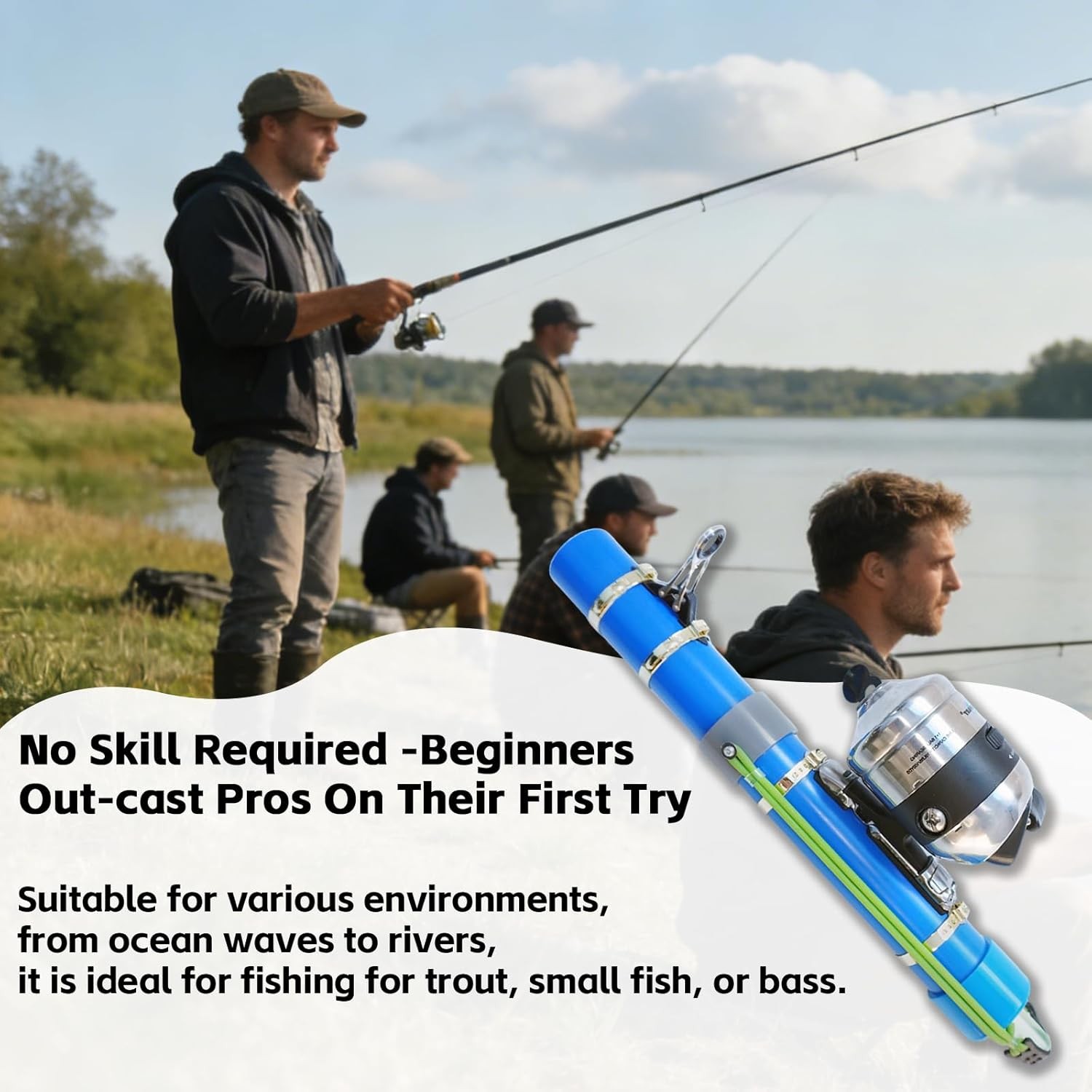 Portable Fishing Catapult Rod Durable & Lightweight Telescopic Lure & Bait