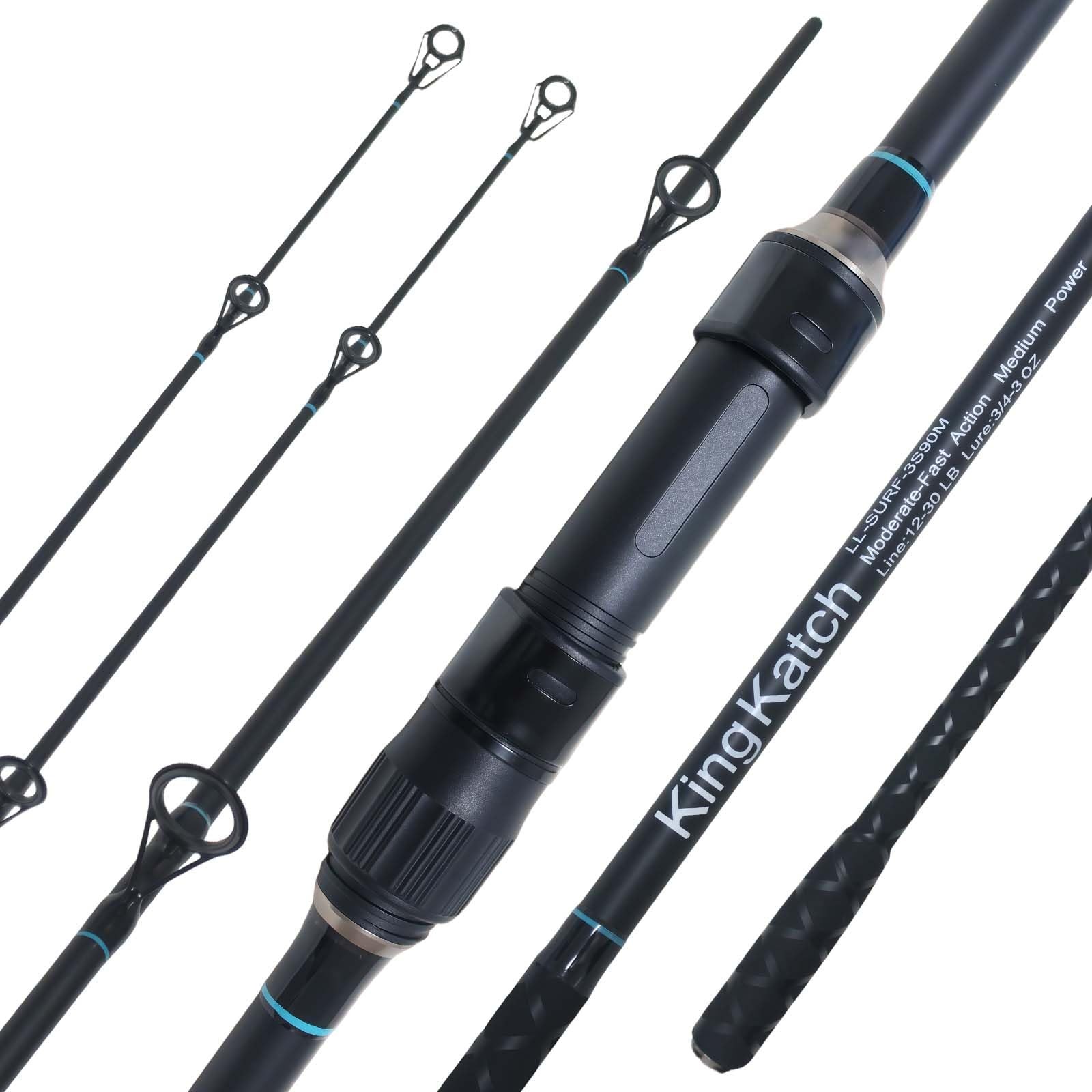 Kingkatch Surf Spinning Fishing Rod 9/10/11/12 3-Piece Carbon Fiber Saltwater