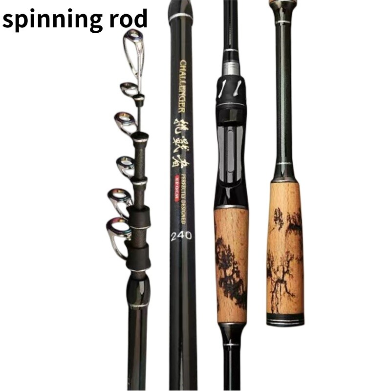 1.8M-2.4M Telescopic Fishing Rods Carbon Spinning Casting Rods Fishing Pole Bait