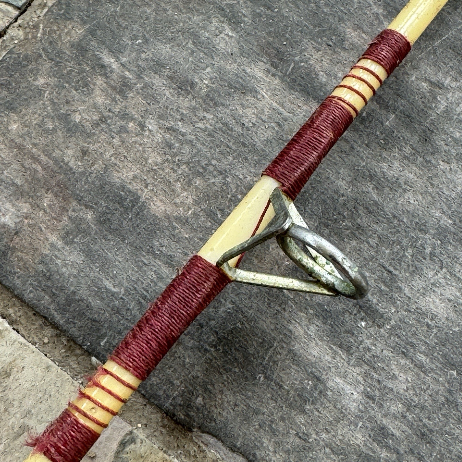 Vintage National Fiberglass TRU 1005S Fishing Rod 62” Wooden Handle USA