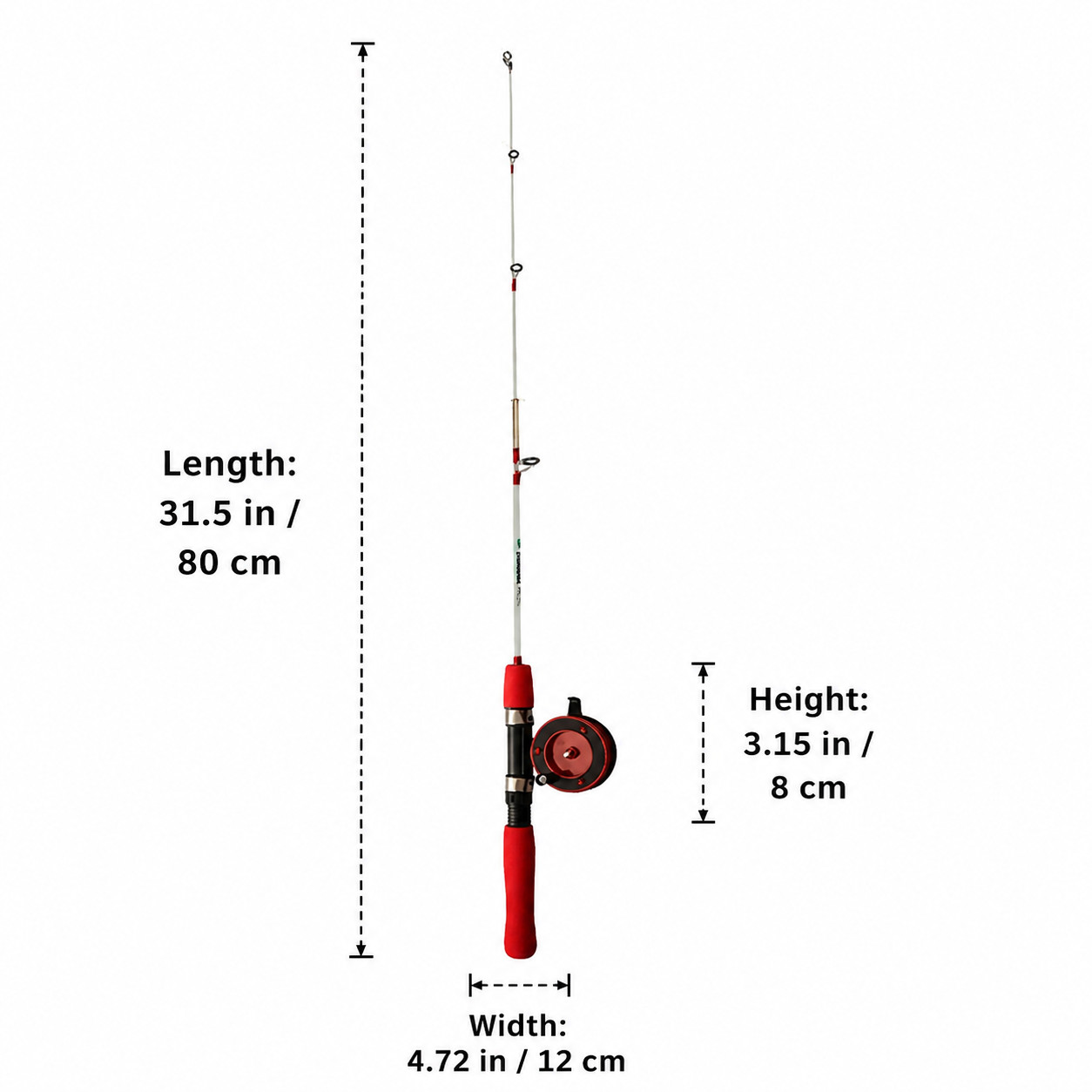 Panfish Ice Fishing Rod Set, 1.2m Fiberglass Ice Fishing Combo with Spinning