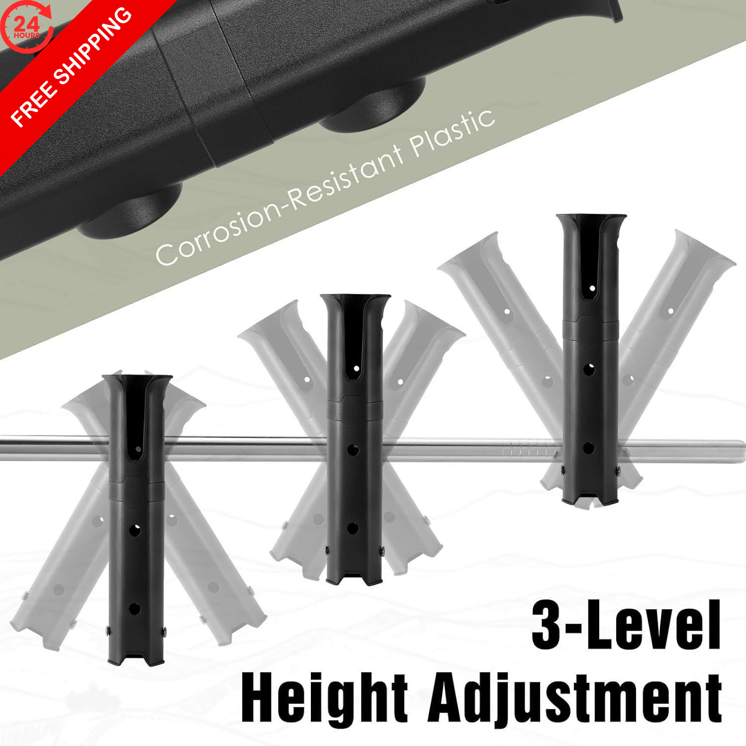 Roylvan Pole Mount Fishing Rod Holder for Bike, 360° 1 pack, 1P-Black