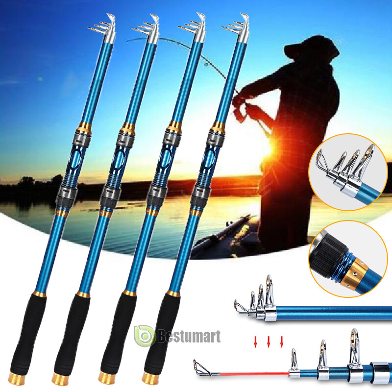Heavy Duty Carbon Fiber Fishing Rod Travel Telescopic Pole Spinning Rod US